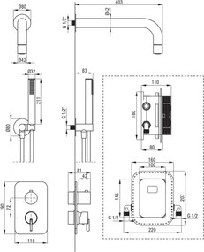 🚿 Set de duș SILIA, montaj îngropat cu BOX, pară de duș – Cod BXYZAQSM finisaj alb