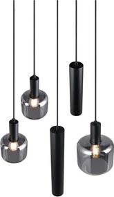 Lustră neagră cu abajur din metal/cu abajur din sticlă ø 40 cm Mataro – Trio