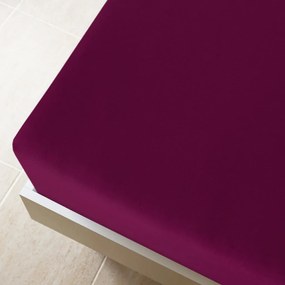 Cearsaf de pat cu elastic, 2 buc, bordo, 140x200 cm, bumbac