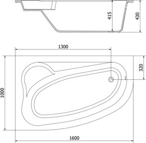 Mexen Westa cadă de colț stânga 160 x 100 cm, albă - 560116010001