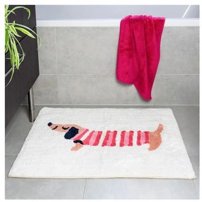 Covoraș de baie roșu/alb 52,5x83 cm Sausage Dog – Rex London