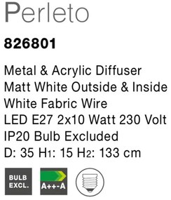 Lustra design modern Ã˜35cm Perleto alba NVL-826801
