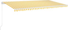 vidaXL Copertină retractabilă manual, galben și alb, 600x350 cm