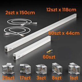 Plafonieră LED LED/696W/85-265V 4000K 484x243 cm CRI 90 IP54 albă