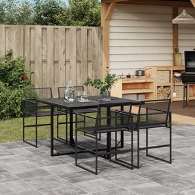 vidaXL Set mobilier de grădină, 5 piese, negru, poliratan