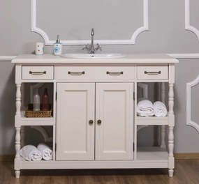 Masca pentru 1 lavoar, din lemn de brad, cu 2 usi si 3 sertare, Pasy PS545 Vopsit, l128xA54xH91 cm