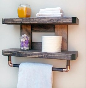 Suport prosoape baie din lemn,raft,serie wood, Homs 50 x 30 x 14 cm, 700023