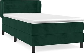 vidaXL Pat box spring cu saltea, verde închis, 90x190 cm, catifea