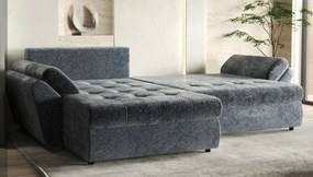 Colțar extensibil dumonde cu ladă de depozitare si sezut confortabil din spuma high-density, Loana Euphoria Graphit 270x185 cm