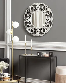 OGG204 - Oglinda 70 cm, pentru perete ornamentala dormitor, living - Argintie