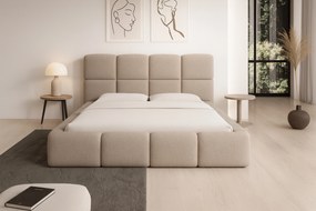Pat tapițat Cloud 160x200 cu spațiu depozitare - bouclé bej deschis Quelle 02