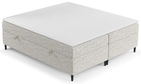 Pat boxspring gri deschis cu spațiu de depozitare 160x200 cm Araya – Maison de Rêve