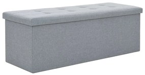 247086 vidaXL Bancă depozitare pliabilă, aspect pânză 110x38x38cm gri deschis