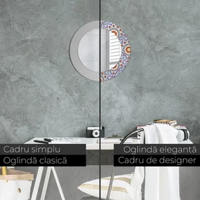 Oglinda rotunda imprimata Compoziție colorată orientală