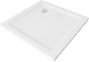Mexen Flat cabina de duș pătrată slim 70 x 70 cm, albă, sifon crom - 40107070