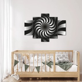Tablou abstract cu spirala alb neagră (150x105 cm)