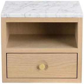 Noptieră natural cu blat cu aspect de marmură Whitmore – Rowico