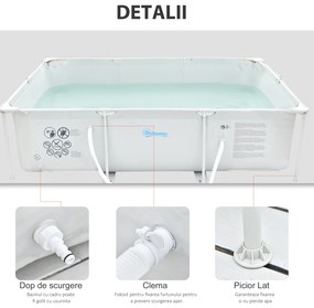 Outsunny Piscină de Grădină cu Filtru din Oțel/PVC 291x190x75cm Gri Spațioasă și Rezistentă Ideală pentru Relaxare în Familie | Aosom Romania