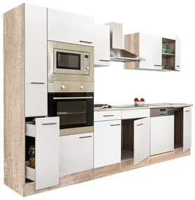 Mobilă de bucătărie Yorki 310, corp din stejar Sonoma, cu față alb satinat