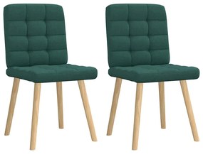 vidaXL Scaune de bucătărie, 2 buc., verde închis, material textil