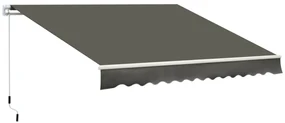 Outsunny Copertina Soare de Exterior cu Brate 3.5x2.5m Reglare cu Manivela, Metal si Poliester Gri