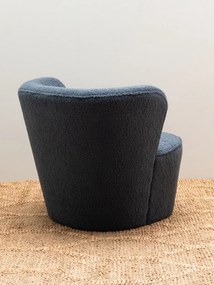 Fotoliu albastru, stofa, Curl Teddy