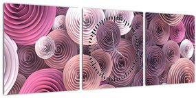 Tablou abstract a florii de trandafir (cu ceas) (90x30 cm)