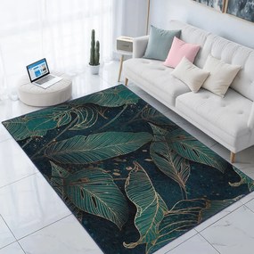Covor tip traversă culoare petrol lavabil 80x200 cm Midnight Jungle – Mila Home