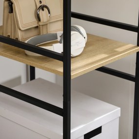 HOMCOM Penderie suport pentru haine de stil industrial din metal cu grindă și 4 rafturi, dim. 100L x 46L x 170,5H cm | Aosom Romania