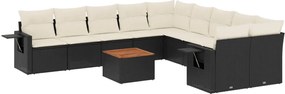 vidaXL Set canapele de grădină cu perne, 11 piese, negru, poliratan