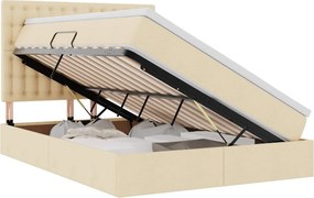 vidaXL Pat cu saltea și LED cu saltea Creme 140 x 190 cm Poliester