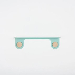 Raft de perete din oțel și detalii din lemn de stejar, cu 2 cârlige Gazzda Hook, lungime 50 cm, verde