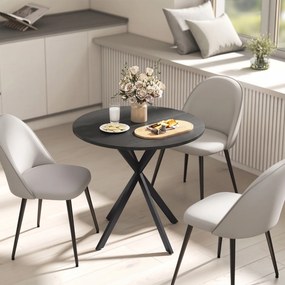 HOMCOM Masă Rotundă de Dining în Stil Industrial cu Picioare în Cruce din Oțel, Ø80x75 cm, Negru | Aosom Romania