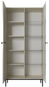 Vitrina Nicole 100 cm cu fata canelata - cashmir / picioare negre