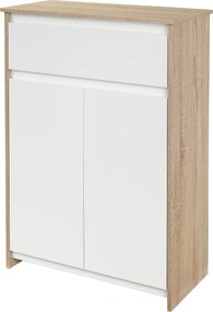 Kleankin Mobilier de Baie Multifuncțional, Combinație Dulap și Sertar, Design Modern în Nuanțe de Lemn și Alb, 60x30x90 cm | Aosom Romania