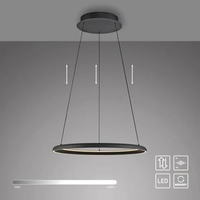 Schöner Wohnen 15570-18-LED QUILLO, lustră suspendată pe cablu LED, dimabilă, 36 W, 230 V, Ø 60 cm, negru