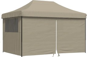 vidaXL Cort pliabil pentru petreceri cu 4 pereți laterali, gri taupe