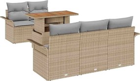 vidaXL Set de canapele pentru grădină 6 pcs Beige și gri deschis