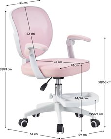 Scaun pivotant, roz/alb, TRIXI TYP 1