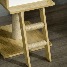 PawHut copac pentru pisici, până la tavăn, cușcă pentru pisici, două platforme, hamac, sistem anti-răsturnare, Maro deschis+Bej, 40 x 40 x 260 cm | Aosom Romania