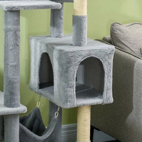Copac de 177cm pentru Pisici pentru Pisici de Interior, Turn de Catarat pentru Pisici pe Mai Multe Niveluri, Gri 55x49x177cm PawHut | Aosom RO