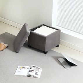 HOMCOM Cutie puf depozitare 30 L cu capac detașabil, puf ottoman cube umplutură din catifea groasă, 40 x 40 x 40 cm, gri | Aosom Romania