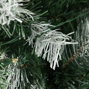 HOMCOM Brad de Crăciun Înăzăpezit 180 cm cu 250 LED-uri 11 Moduri Telecomandă 840 Vârfuri 34 Conuri și 34 Bobițe Verde | Aosom Romania