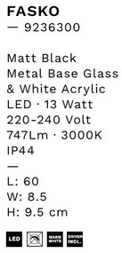 Aplica baie LED, protectie IP44, L-60cm, Negru, Fasko NVL-9236300