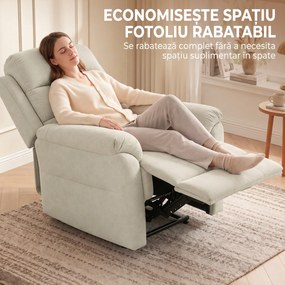 HOMCOM Fotoliu Reclinabil Manual Compact cu Suport pentru Picioare, Catifea Crem | Aosom Romania
