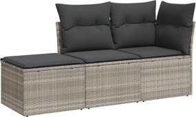 vidaXL Set canapele de grădină cu perne, 3 piese gri deschis poliratan