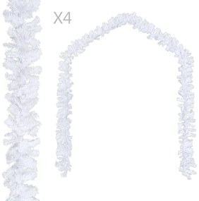 vidaXL Ghirlande de crăciun, 4 buc., alb, 270 cm, pvc