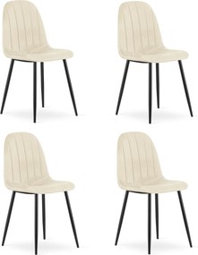 Scaun de dining PADVA VELVET cu picioare negre, bej deschis