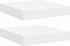 vidaXL Rafturi de perete suspendate, 2 buc., alb, 23x23,5x3,8 cm, MDF