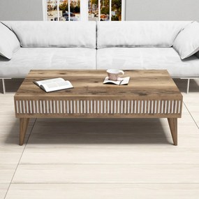 Set Comoda TV si Masuta de Cafea Living Milan, Nuc